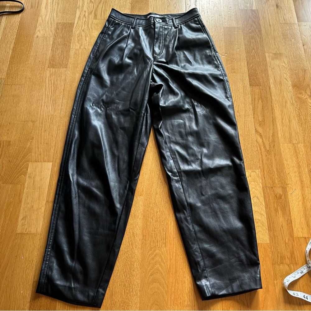 Mango blacked tapered faux leather pants